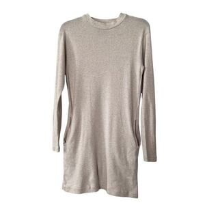 Tonlè Long Sleeve Cotton Minidress In Cream Size Xtra Small